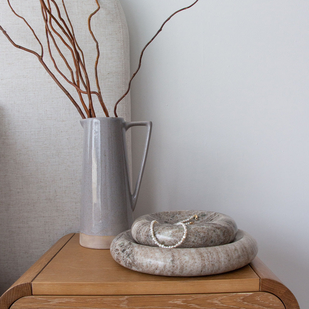 Rufus Indra Shallow Bowl, Oat Marble - Medium