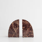 Rufus Curve Bookends, Cherry Marble - Set of 2