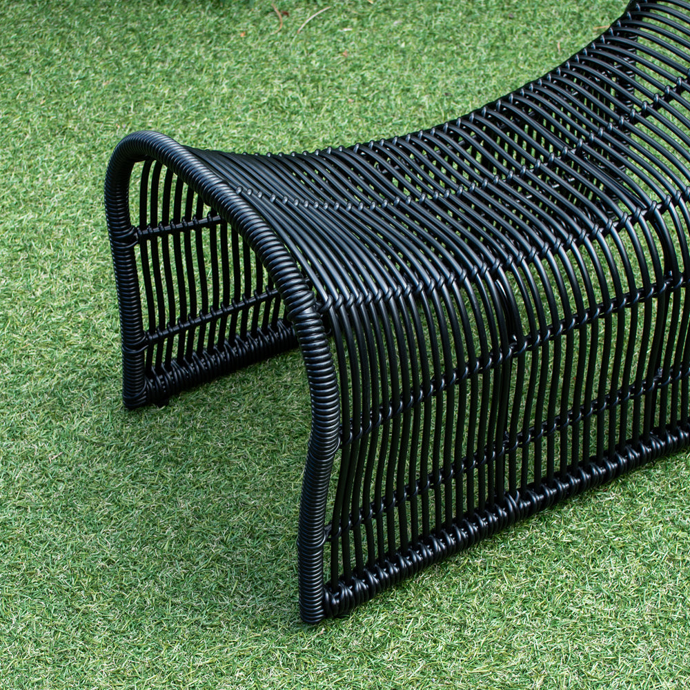 Wave Foot Stool  (Straight Weave) - Black