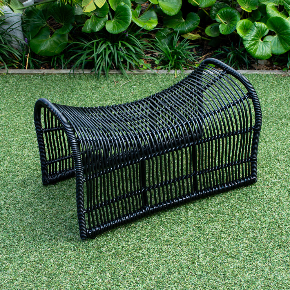 Wave Foot Stool  (Straight Weave) - Black