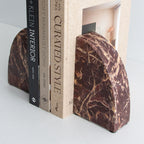 Rufus Curve Bookends, Cherry Marble - Set of 2