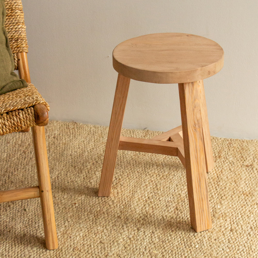 Tate Reclaimed Wood Round Stool