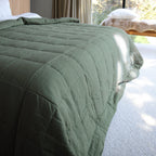 Linen Quilted Bedcover  - Rosemary