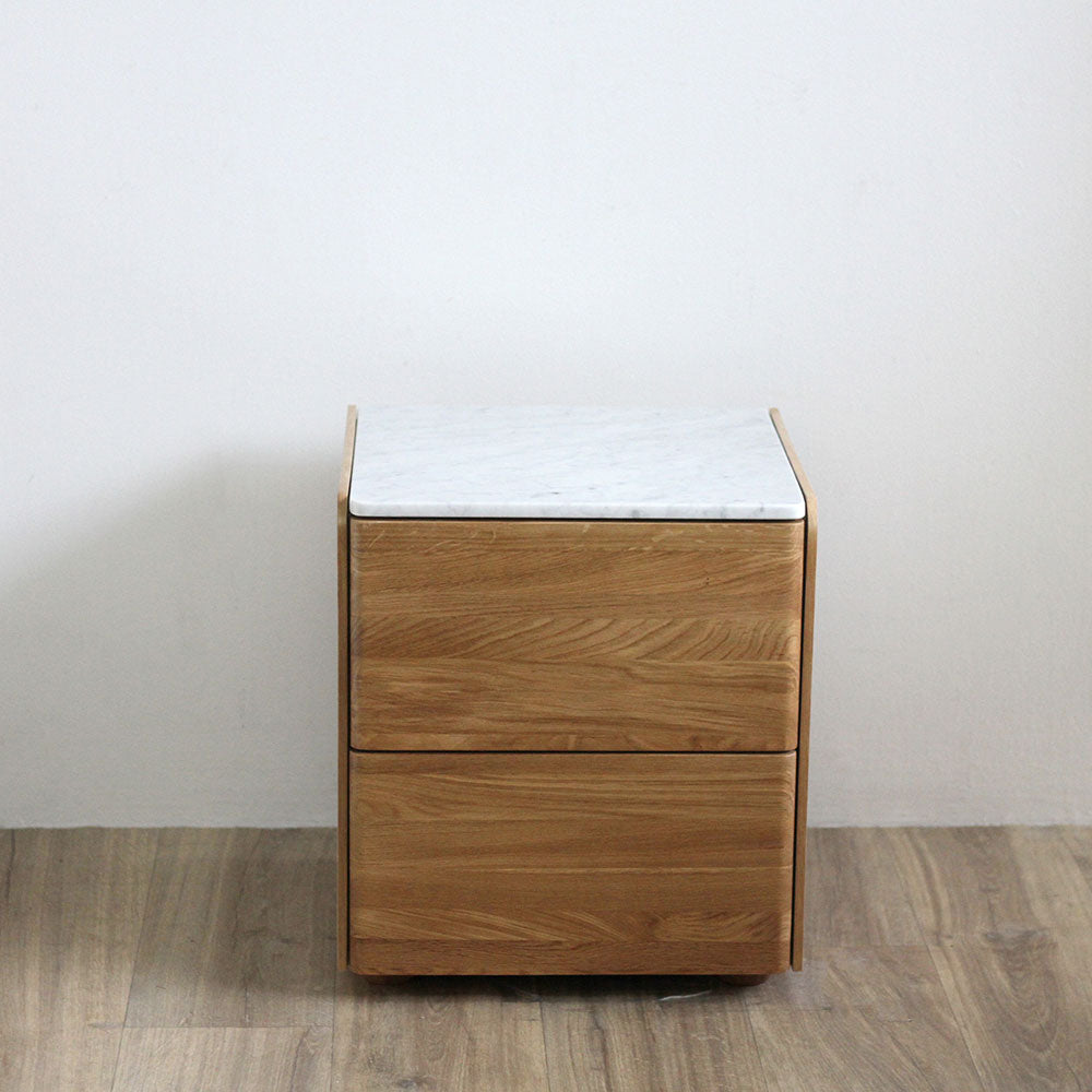 Carter Oak Bedside Table- Marble top