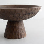 Carved Walnut Pedestal Bowl