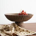 Carved Walnut Pedestal Bowl