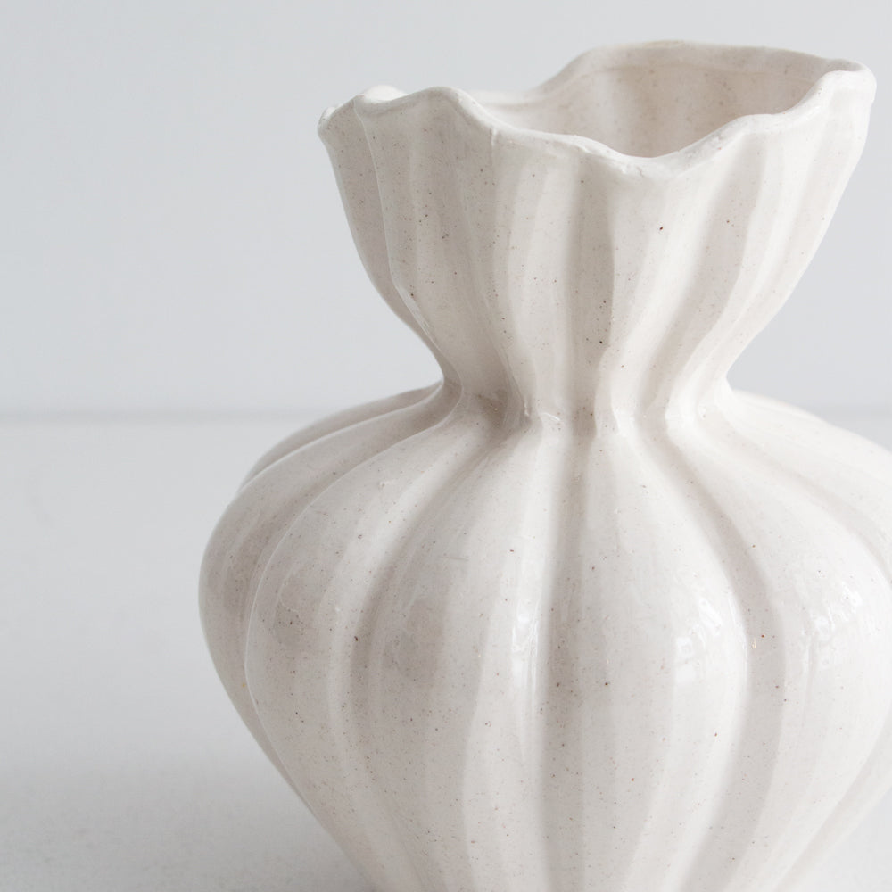 Clara Ceramic Vase - Ivory, small