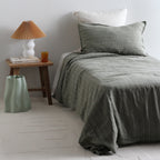 Linen Duvet Set - Rosemary Dual Stripe, King Single
