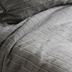 Linen Duvet Set - Rosemary Dual Stripe, King Single