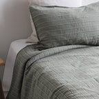 Linen Duvet Set - Rosemary Dual Stripe, King Single