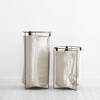 Oatmeal Linen Laundry Basket - Champagne Frame