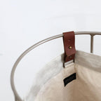 Oatmeal Linen Laundry Basket - Champagne Frame