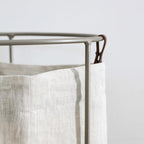 Oatmeal Linen Laundry Basket - Champagne Frame