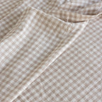 European Linen Flat Sheet - Natural Small Gingham