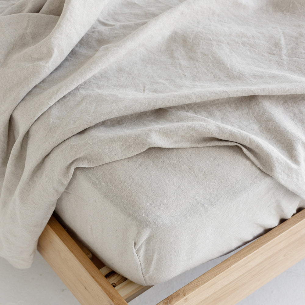 European Linen Fitted Sheet - Oatmeal