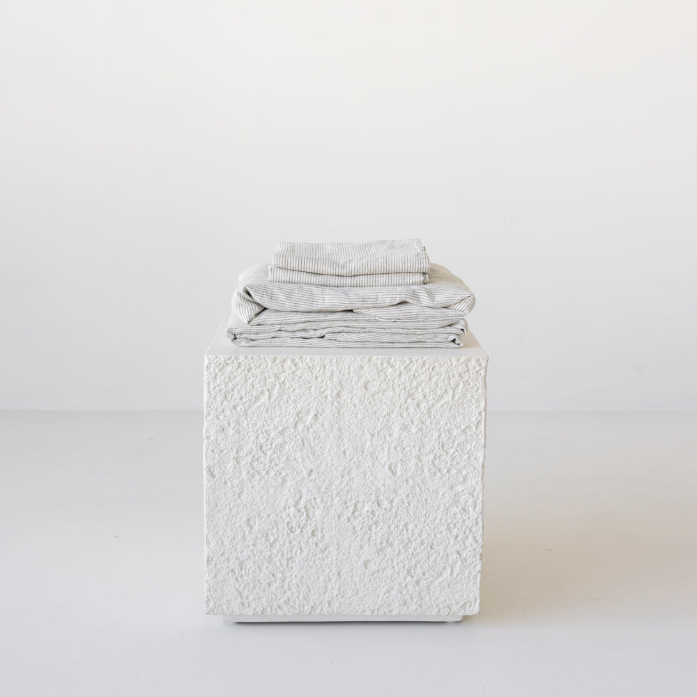 European Linen Fitted Sheet - Pinstripe