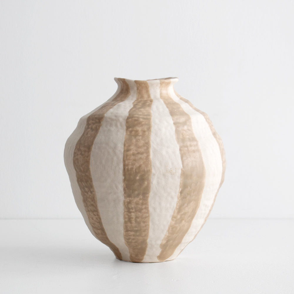 Rayas Ceramic Vase - Taupe