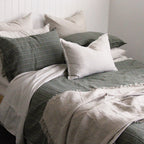 European Linen Duvet Cover - Rosemary Dual Stripe