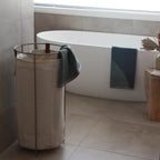 Oatmeal Linen Laundry Basket - Champagne Frame